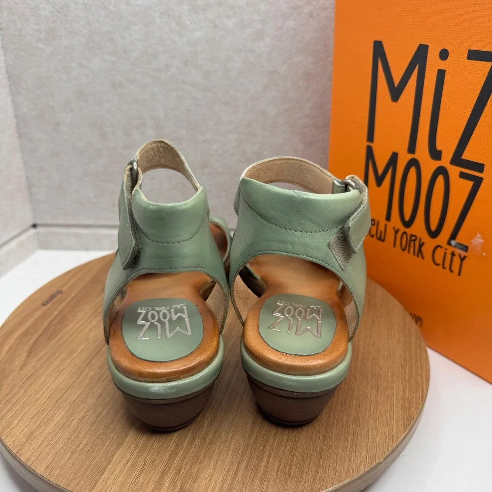Miz Mooz Corelia Sage Green Leather Sandals EU 40 / US 9 Ankle Strap Cute NEW - Picture 5 of 7